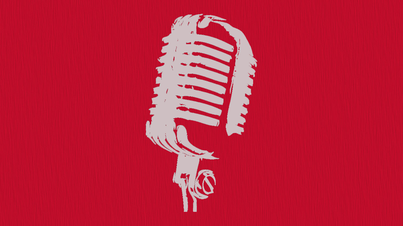 White microphone, pink background